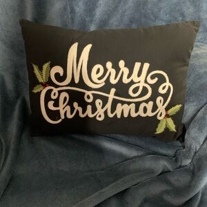 Merry Christmas Navy Blue Decorative Pillow